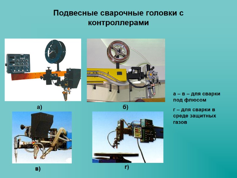 Подвесные сварочные головки с контроллерами а) б) в) г) а – в – для